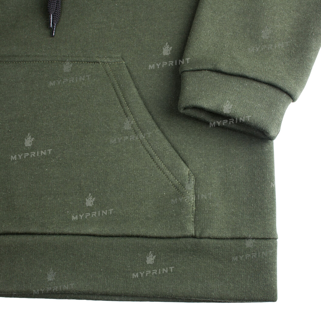 300gsm Fleece Tri-thread Unisex Pocket Print Hoodie, Olive, XL (9090) - фото 3 300gsm Fleece Tri-thread Unisex Pocket Print Hoodie, Olive, XL (9090) - фото 3 - Blanks for sublimation