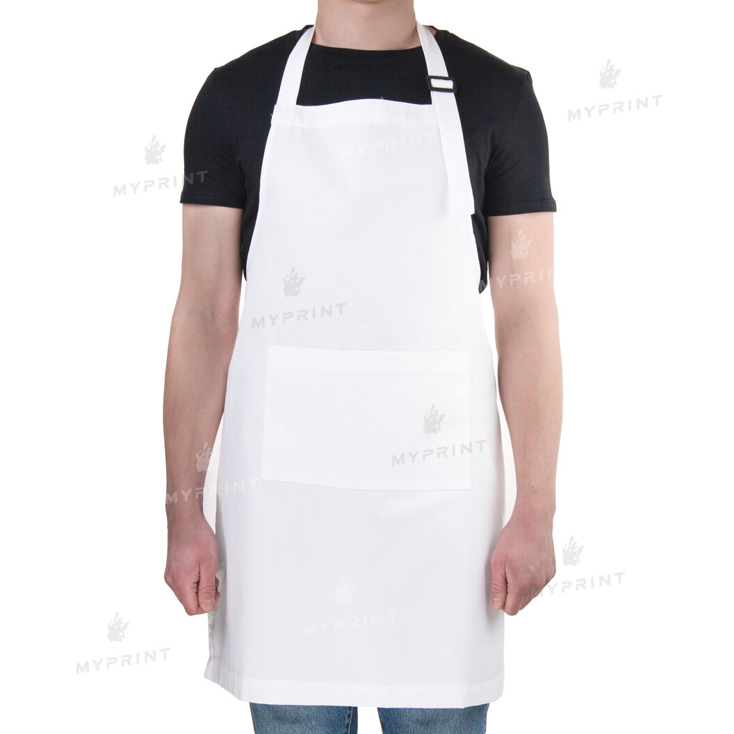 Фартух для сублімації саржевий з лямкою, що регулюється і кишенею подовжений білий (9084) - фото 1 Фартух для сублімації саржевий з лямкою, що регулюється і кишенею подовжений білий (9084) - фото 1 - Заготовки для сублімації