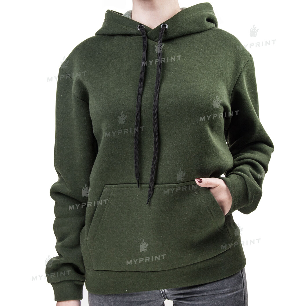 300gsm Fleece Tri-thread Unisex Pocket Print Hoodie, Olive, XL (9090) - фото 2 300gsm Fleece Tri-thread Unisex Pocket Print Hoodie, Olive, XL (9090) - фото 2 - Blanks for sublimation