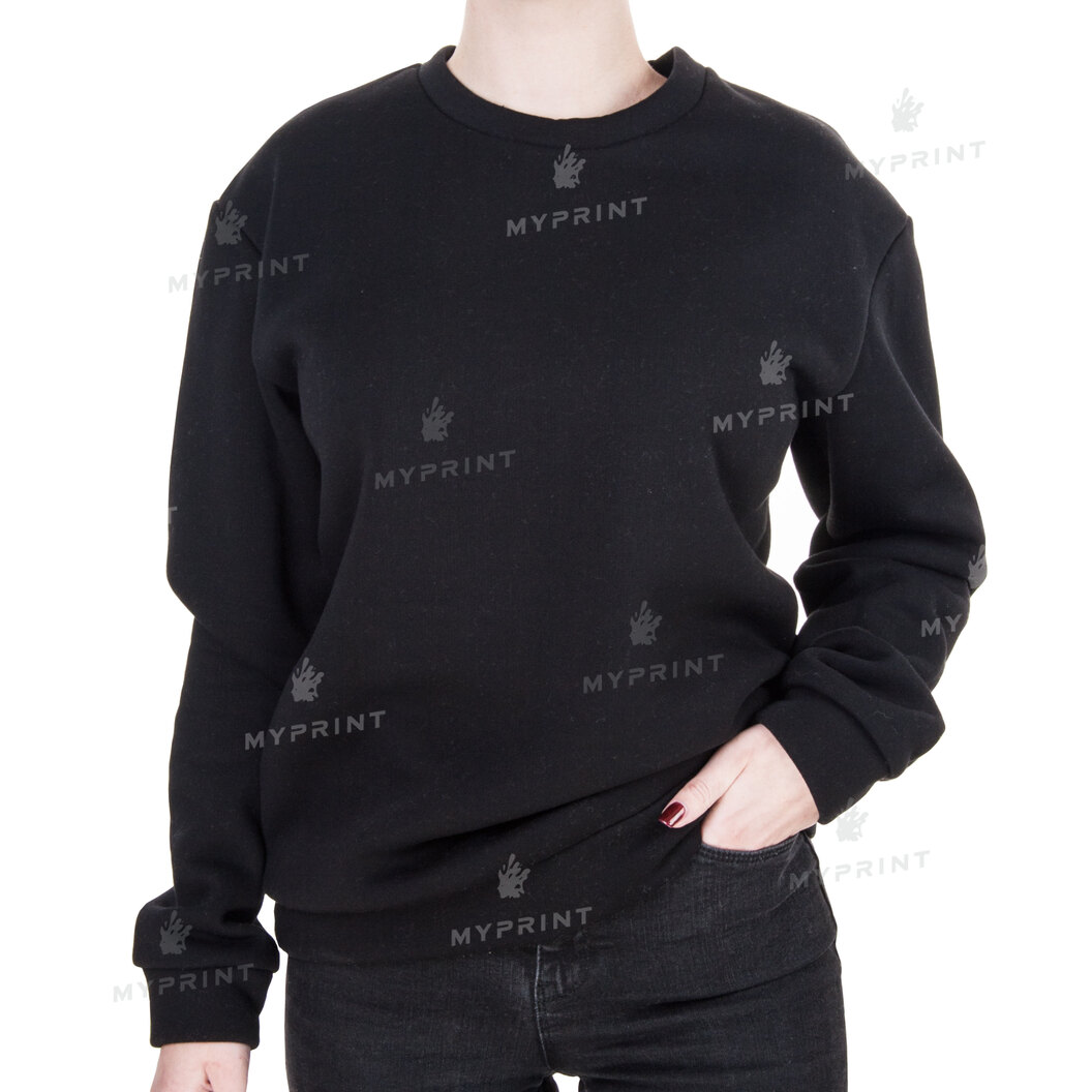 Світшот для друку унісекс тринитка з начісом 300 г/м², чорний, XXXL (9024) - фото 2 Світшот для друку унісекс тринитка з начісом 300 г/м², чорний, XXXL (9024) - фото 2 - Заготовки для сублімації