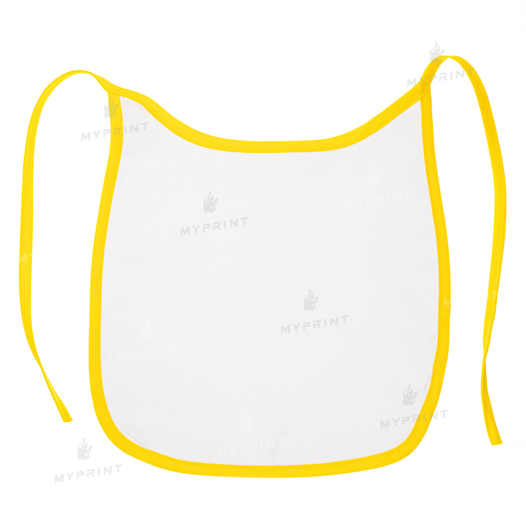 Слюнявчик для сублімації габардиновий на зав'язці з жовтою окантовкою (9250) - фото 1 Слюнявчик для сублімації габардиновий на зав'язці з жовтою окантовкою (9250) - фото 1 - Заготовки для сублімації