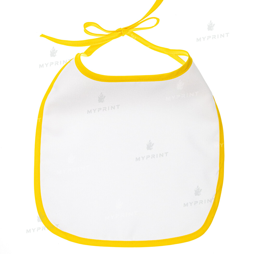 Слюнявчик для сублімації габардиновий на зав'язці з жовтою окантовкою (9250) - фото 2 Слюнявчик для сублімації габардиновий на зав'язці з жовтою окантовкою (9250) - фото 2 - Заготовки для сублімації