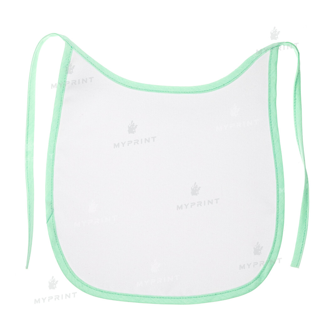 Слюнявчик для сублімації габардиновий на зав'язці із зеленою окантовкою (9251) - фото 1 Слюнявчик для сублімації габардиновий на зав'язці із зеленою окантовкою (9251) - фото 1 - Заготовки для сублімації