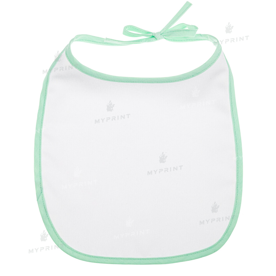 Слюнявчик для сублімації габардиновий на зав'язці із зеленою окантовкою (9251) - фото 2 Слюнявчик для сублімації габардиновий на зав'язці із зеленою окантовкою (9251) - фото 2 - Заготовки для сублімації