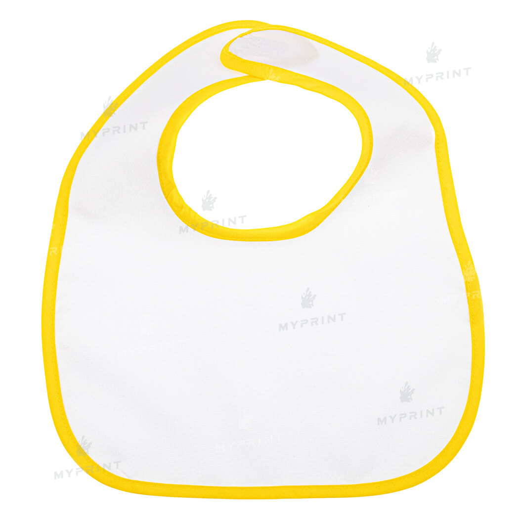 Слюнявчик для сублімації габардиновий на липучці з жовтою окантовкою (9254) - фото 2 Слюнявчик для сублімації габардиновий на липучці з жовтою окантовкою (9254) - фото 2 - Заготовки для сублімації