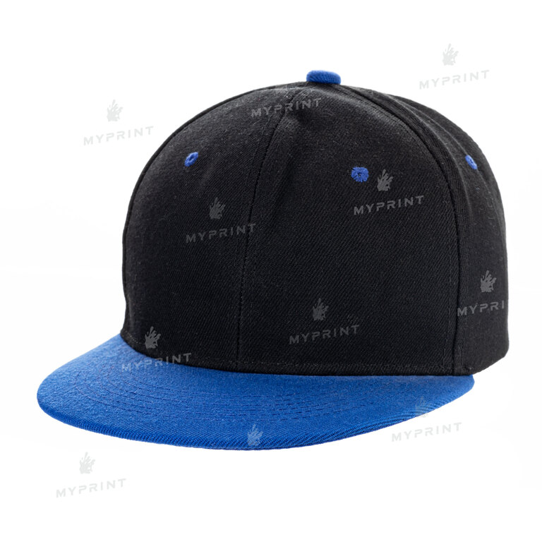 Кепка с прямым козырьком snapback черная с синим козырьком (7987)  Кепка с прямым козырьком snapback черная с синим козырьком (7987)