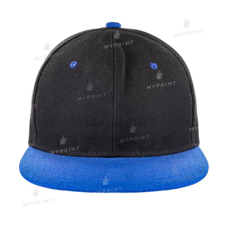 Кепка с прямым козырьком snapback черная с синим козырьком (7987)  Кепка с прямым козырьком snapback черная с синим козырьком (7987)