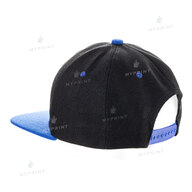 Кепка с прямым козырьком snapback черная с синим козырьком (7987) - фото 3 Кепка с прямым козырьком snapback черная с синим козырьком (7987) - фото 3 - Заготовки для сублимации