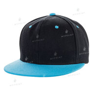 Кепка с прямым козырьком snapback черная с голубым козырьком (7986) - фото 1 Кепка с прямым козырьком snapback черная с голубым козырьком (7986) - фото 1 - Заготовки для сублимации