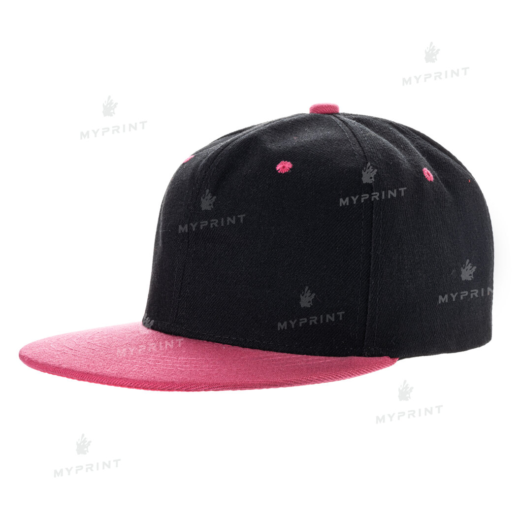 Кепка з прямим козирком snapback чорна з рожевим козирком (7988) - фото 1 Кепка з прямим козирком snapback чорна з рожевим козирком (7988) - фото 1 - Заготовки для сублімації
