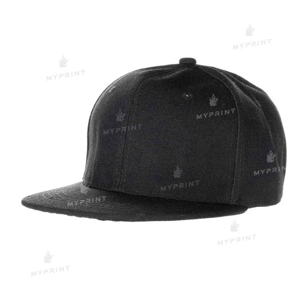 Кепка с прямым козырьком snapback черная (7641) - фото 1 Кепка с прямым козырьком snapback черная (7641) - фото 1 - Заготовки для сублимации