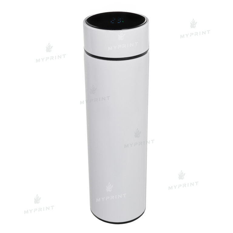 Thermos for sublimation, metal (steel 304) with a temperature display and a white filter mesh (500 ml) (9352)  Thermos for sublimation, metal (steel 304) with a temperature display and a white filter mesh (500 ml) (9352)