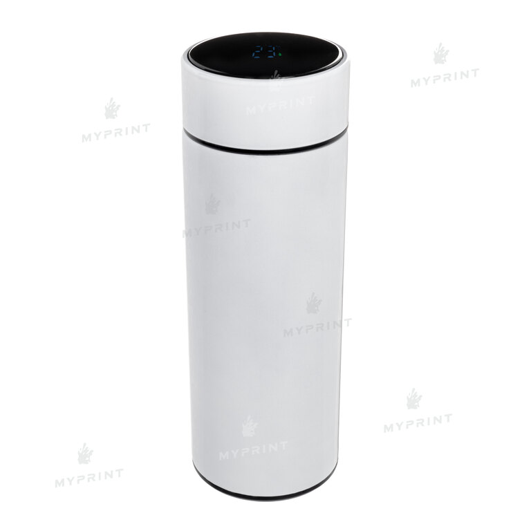 Thermos for sublimation metal (steel 304) with a temperature display and a white filter mesh (350 ml) (9353)  Thermos for sublimation metal (steel 304) with a temperature display and a white filter mesh (350 ml) (9353)