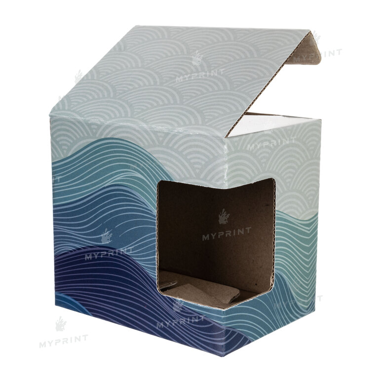 Коробочка для кружки 11 Oz (330 мл) цветная волна с окном (9470)  Коробочка для кружки 11 Oz (330 мл) цветная волна с окном (9470)