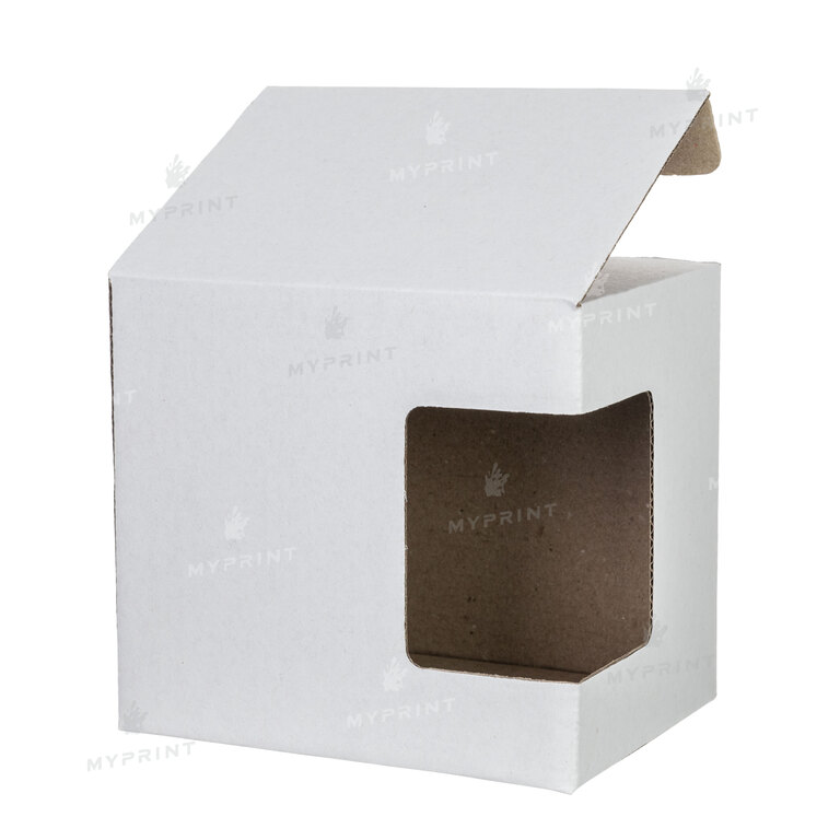 Коробочка для кружки 11 Oz (330 мл) белая с окном (9471)  Коробочка для кружки 11 Oz (330 мл) белая с окном (9471)