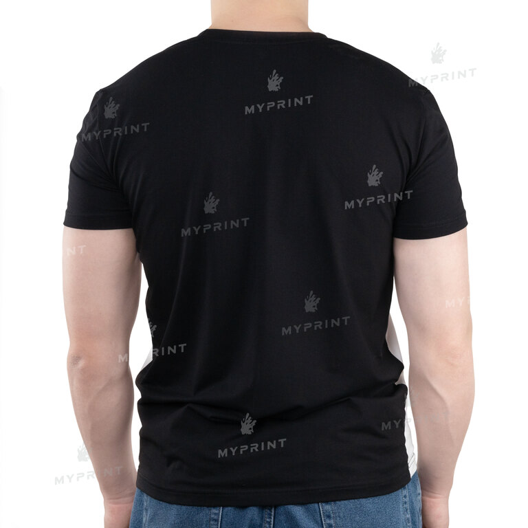 Футболка мужская хлопок / эластан 170 г/м², черно-белая, XXL (9488)  Футболка мужская хлопок / эластан 170 г/м², черно-белая, XXL (9488)