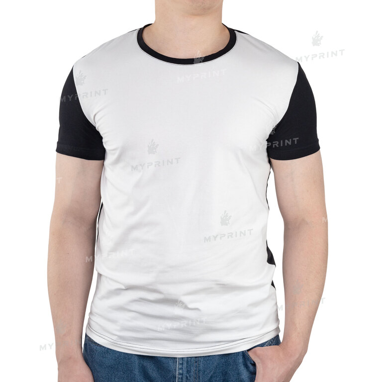 Футболка мужская хлопок / эластан 170 г/м², черно-белая, XXXL (9489)  Футболка мужская хлопок / эластан 170 г/м², черно-белая, XXXL (9489)