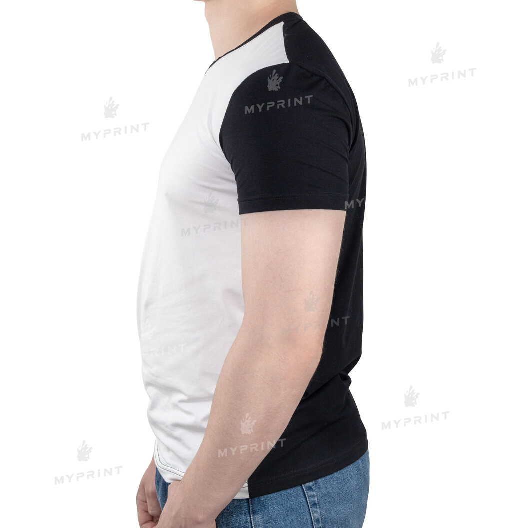 Men's T-shirt cotton/elastane 170 g/m², black-white, S (9491) - фото 3 Men's T-shirt cotton/elastane 170 g/m², black-white, S (9491) - фото 3 - Blanks for sublimation