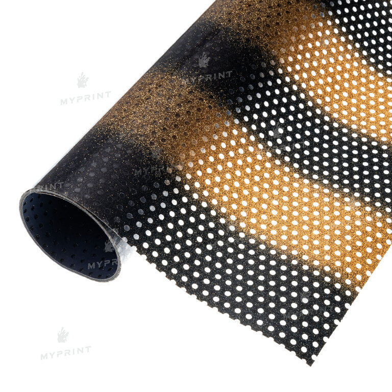 Термотрансферная пленка My Print Mesh Glitter в сетку золотисто-черная 1 пог. м. (1*0,5 м) (7949)  Термотрансферная пленка My Print Mesh Glitter в сетку золотисто-черная 1 пог. м. (1*0,5 м) (7949)
