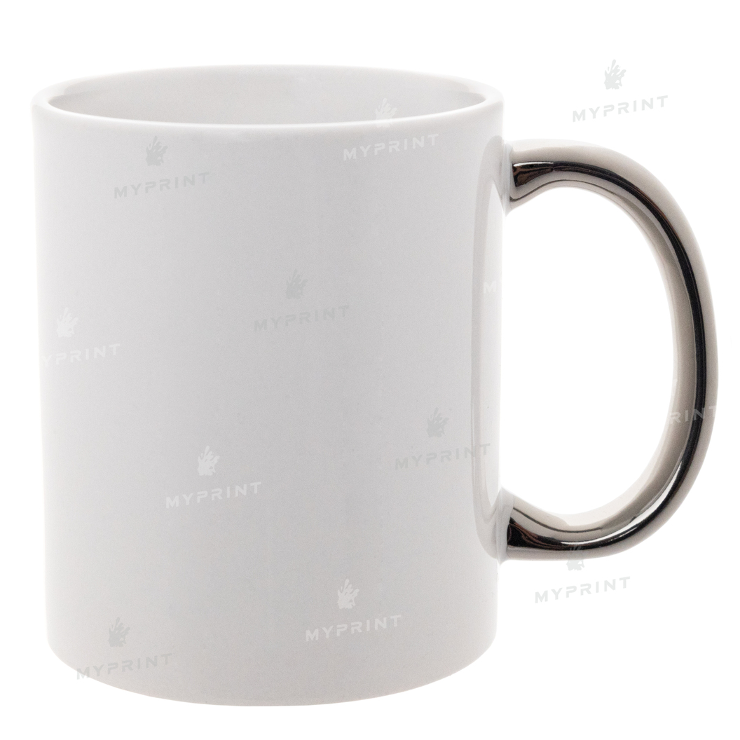 Кружка для сублимации белая с серебристой ручкой 11 Oz (330 мл) (6299) - фото 4 - Заготовки для сублимации