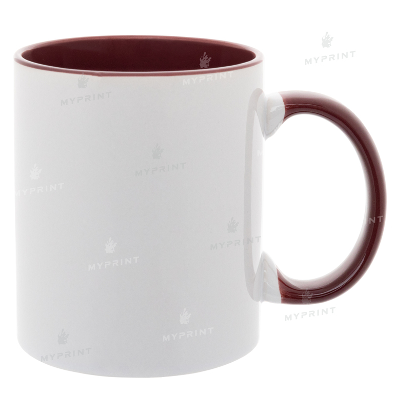 Кружка для сублимации цветная внутри с цветной ручкой бордовая 11 Oz (330 мл) (4246)  Кружка для сублимации цветная внутри с цветной ручкой бордовая 11 Oz (330 мл) (4246)