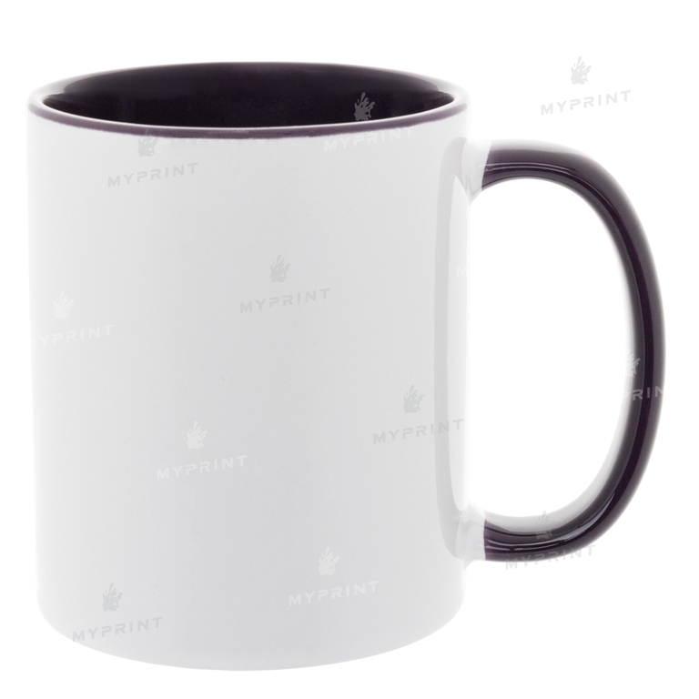 The sublimation cup is colored inside with a purple colored handle (9296)  The sublimation cup is colored inside with a purple colored handle (9296)
