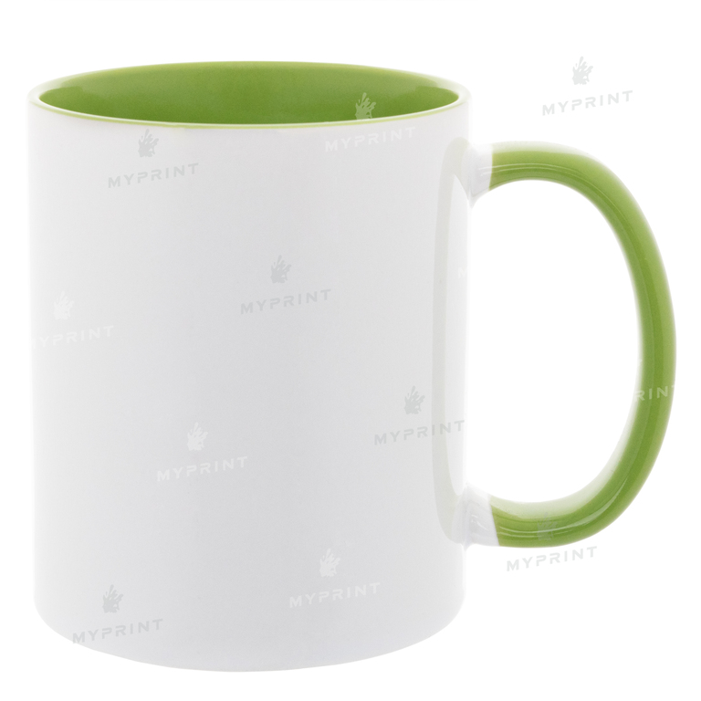 Sublimation cup colored inside with colored handle light green 11 Oz (330 ml) (4244)  Sublimation cup colored inside with colored handle light green 11 Oz (330 ml) (4244)