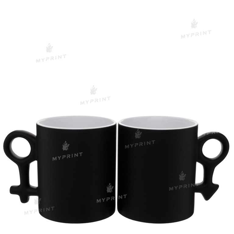 Mugs for sublimation paired chameleon in the shape of a sign of a man and a woman matte black 11 Oz (330 ml) (9504)  Mugs for sublimation paired chameleon in the shape of a sign of a man and a woman matte black 11 Oz (330 ml) (9504)
