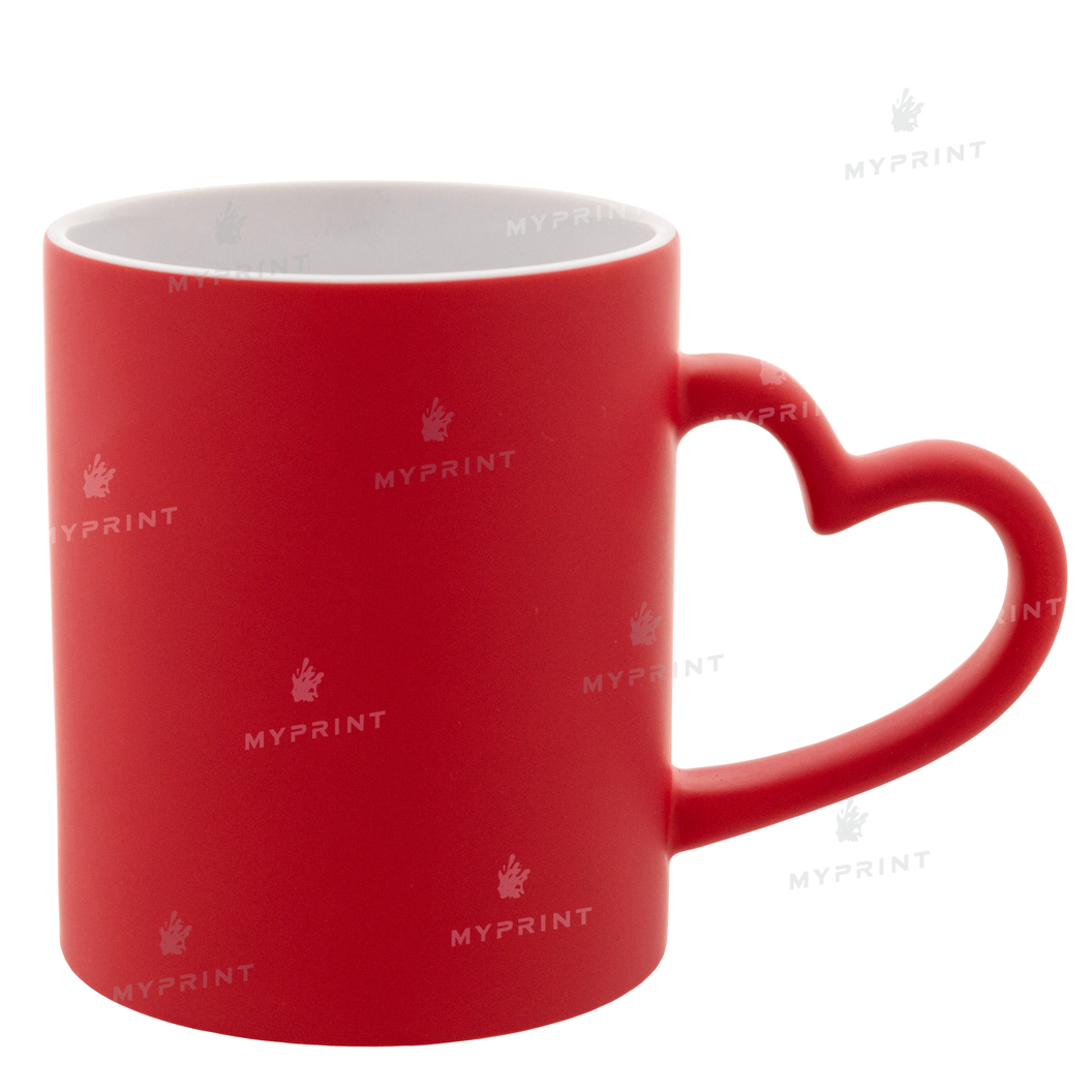 Чашка для сублімації хамелеон з ручкою у формі серця матова червона 11 Oz (330 мл) (9496) - фото 1 Чашка для сублімації хамелеон з ручкою у формі серця матова червона 11 Oz (330 мл) (9496) - фото 1 - Заготовки для сублімації