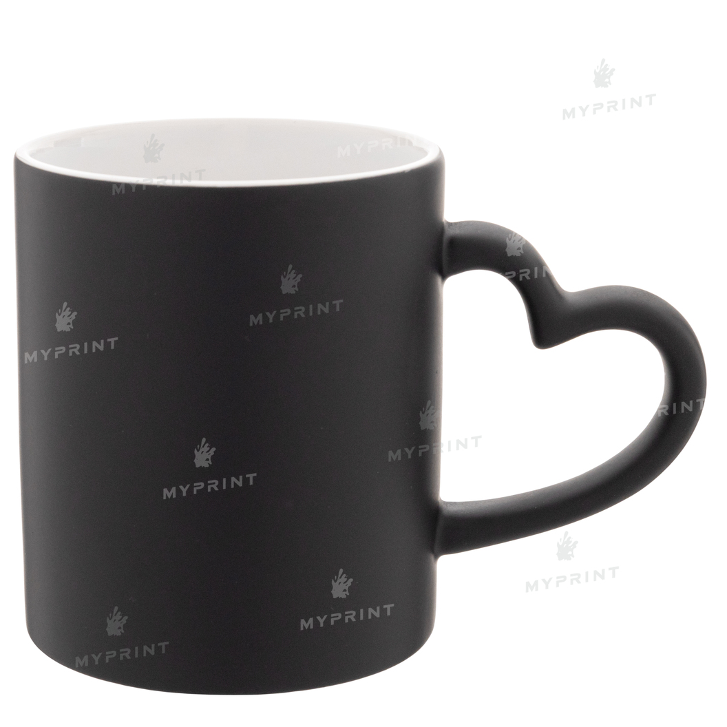 Чашка для сублімації хамелеон з ручкою у формі серця матова чорна 11 Oz (330 мл) (9497) - фото 1 Чашка для сублімації хамелеон з ручкою у формі серця матова чорна 11 Oz (330 мл) (9497) - фото 1 - Заготовки для сублімації