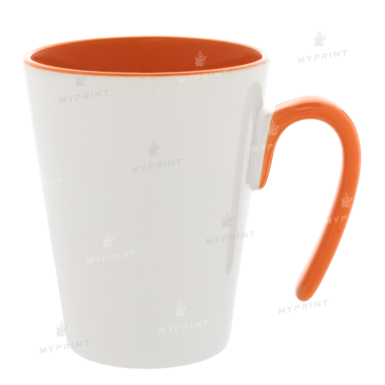 Cup for sublimation colored inside with colored handle latte orange (250 ml) (6428)  Cup for sublimation colored inside with colored handle latte orange (250 ml) (6428)