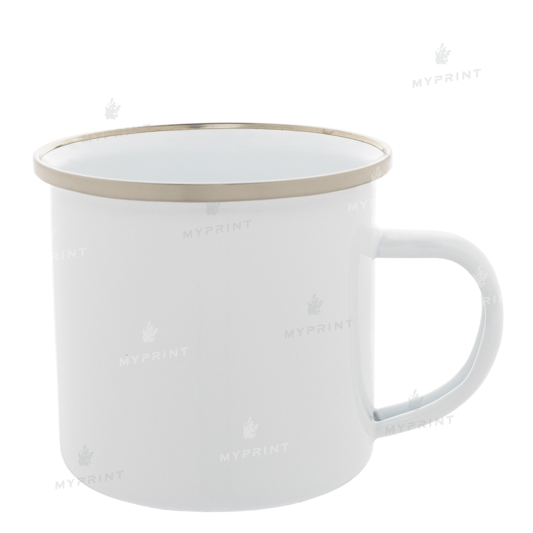 Sublimation mug metal enamel white with silver rim 11 Oz (330 ml) (2793)  Sublimation mug metal enamel white with silver rim 11 Oz (330 ml) (2793)