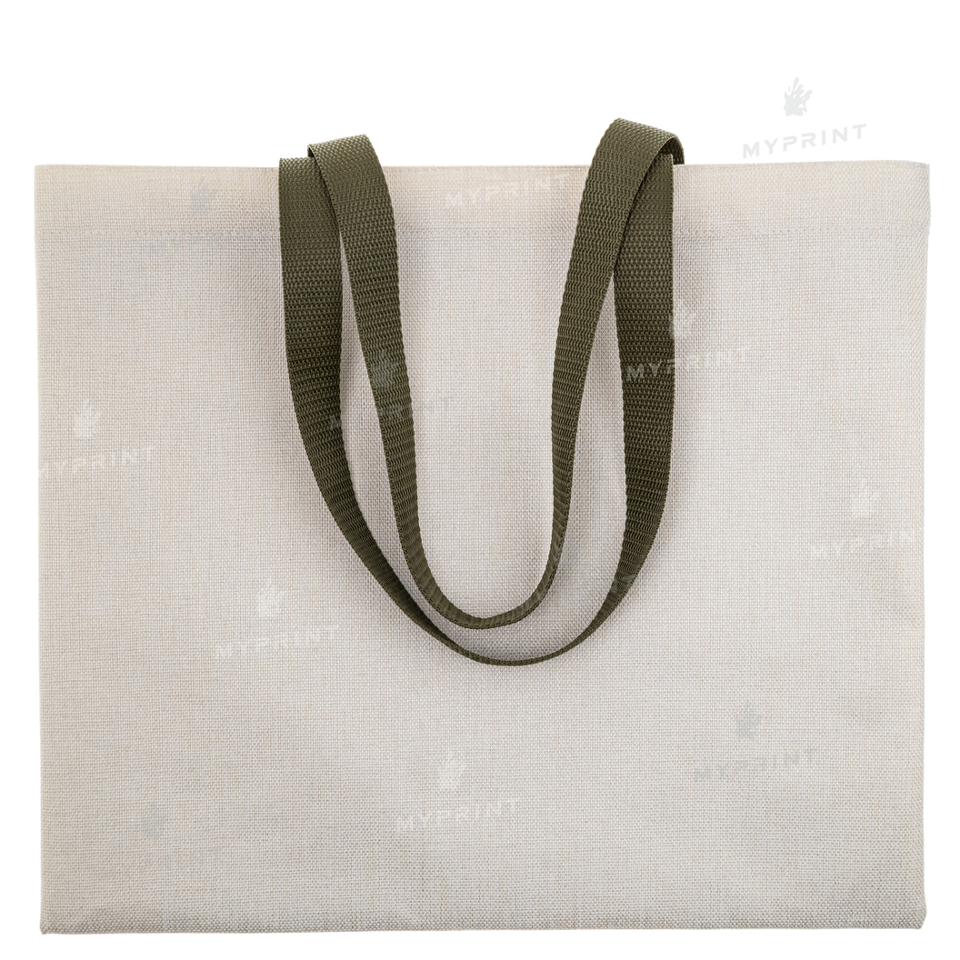 Shopper for sublimation linen horizontal with khaki handles 40.5*35.5 cm (9973) - фото 1 Shopper for sublimation linen horizontal with khaki handles 40.5*35.5 cm (9973) - фото 1 - Blanks for sublimation