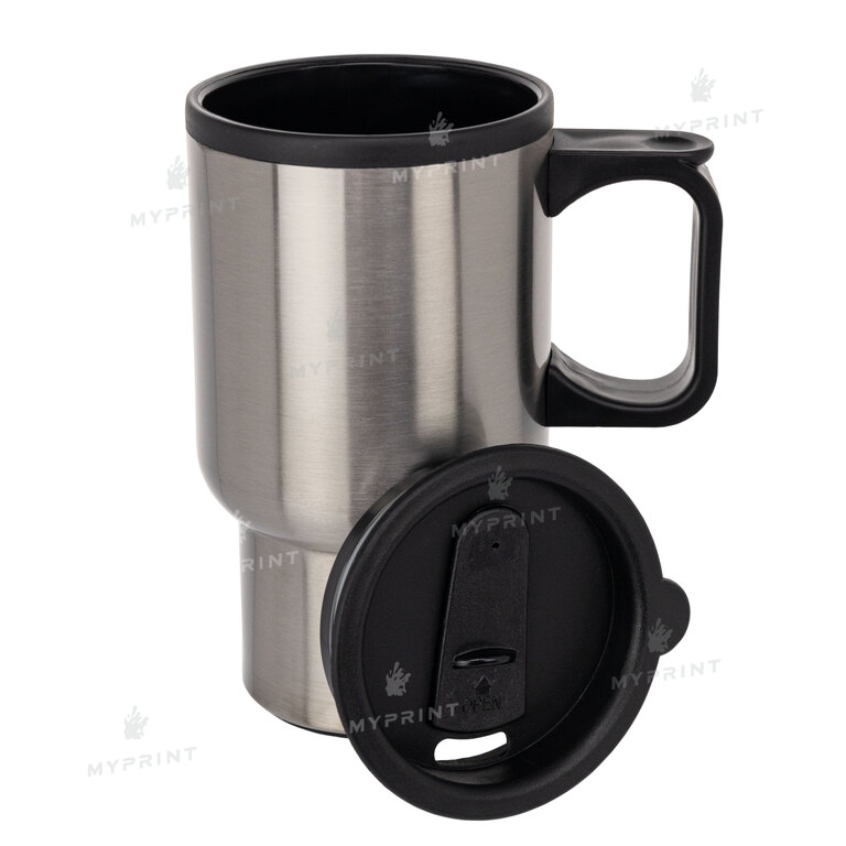 Thermal mug for car sublimation, metal (steel 201, plastic inside), silver (400 ml) (10007)  Thermal mug for car sublimation, metal (steel 201, plastic inside), silver (400 ml) (10007)
