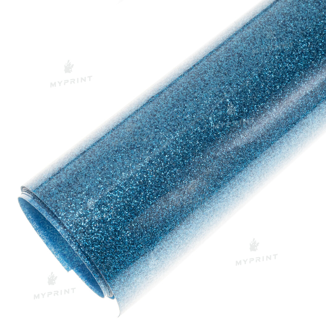 Thermal transfer film My Print PU Glitter light blue 1 linear. m. (1*0.5 m) (9819) - фото 2 Thermal transfer film My Print PU Glitter light blue 1 linear. m. (1*0.5 m) (9819) - фото 2 - Consumables for printing