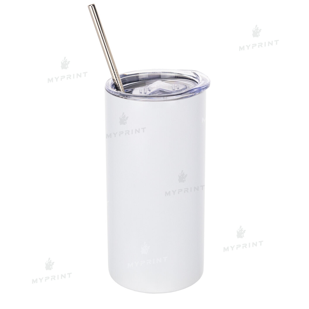 Thermal cup for sublimation metal (steel 304) "Tumbler" white fluorescent with metal tube (450 ml) (10010) - фото 1 Thermal cup for sublimation metal (steel 304) "Tumbler" white fluorescent with metal tube (450 ml) (10010) - фото 1 - Blanks for sublimation