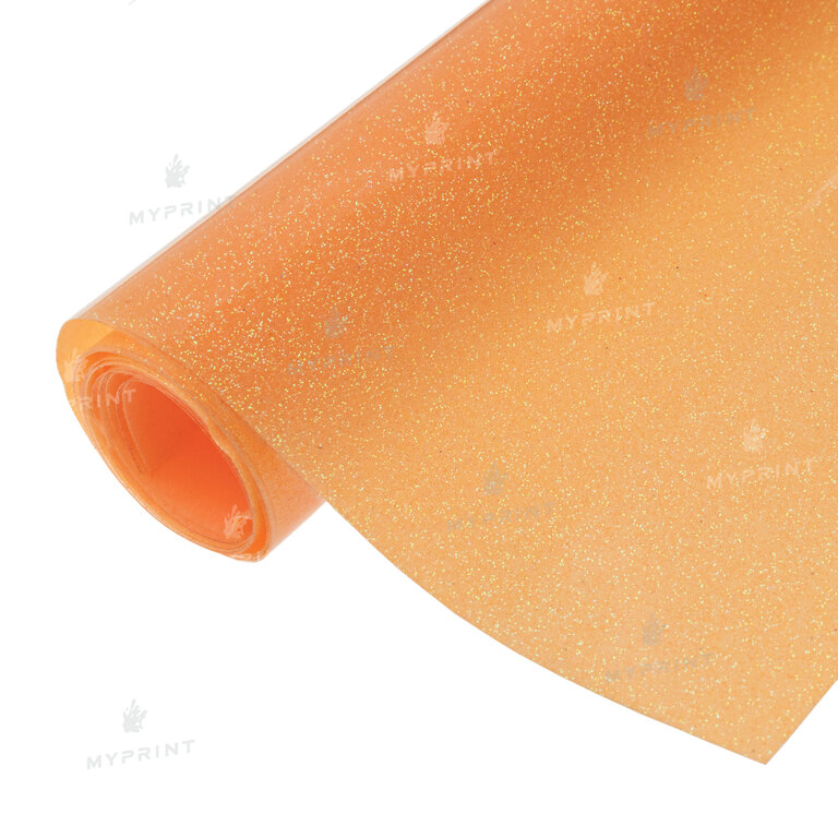 Термотрансферная пленка My Print PU Glitter неоновая оранжевая 1 пог. м. (1*0,5 м) (9829)  Термотрансферная пленка My Print PU Glitter неоновая оранжевая 1 пог. м. (1*0,5 м) (9829)