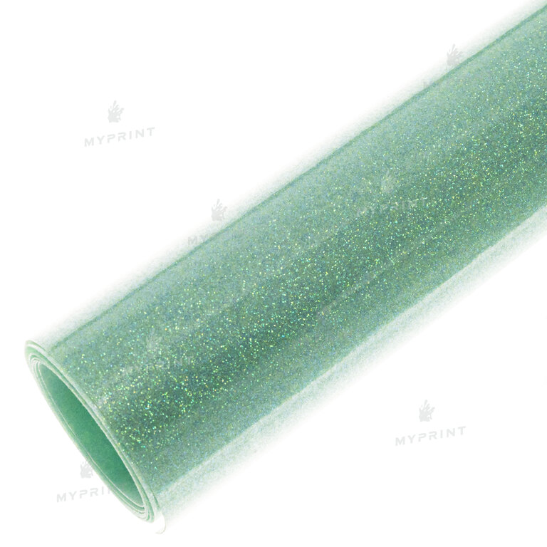Термотрансферная пленка My Print PU Glitter неоновая бирюзовая 1 пог. м. (1*0,5 м) (9832)  Термотрансферная пленка My Print PU Glitter неоновая бирюзовая 1 пог. м. (1*0,5 м) (9832)