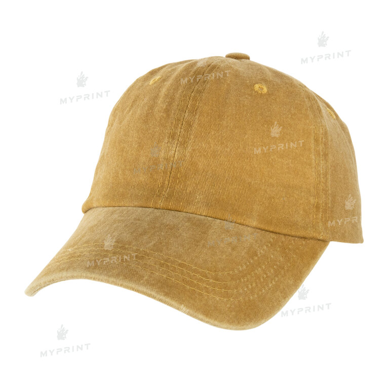 Кепка шестиклинка хлопок Vintage потертая желтая (10028)  Кепка шестиклинка хлопок Vintage потертая желтая (10028)