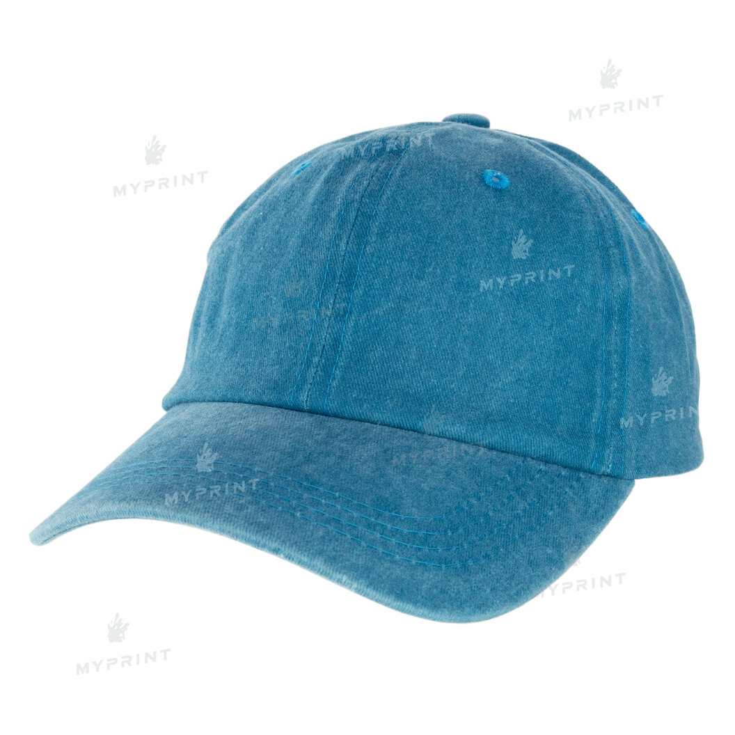 Кепка шестиклинка хлопок Vintage потертая бирюзовая (10039) - фото 1 Кепка шестиклинка хлопок Vintage потертая бирюзовая (10039) - фото 1 - Заготовки для сублимации