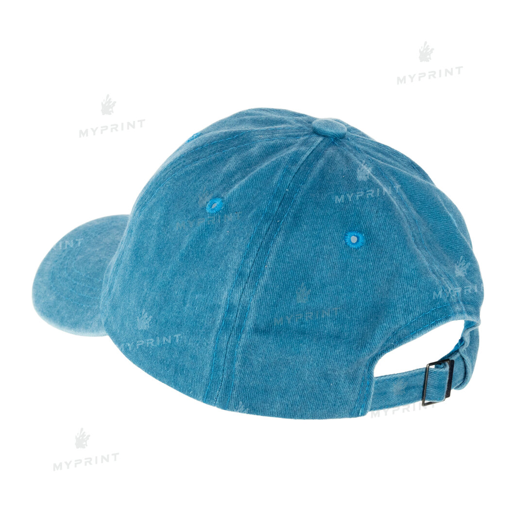 Кепка шестиклинка хлопок Vintage потертая бирюзовая (10039) - фото 3 Кепка шестиклинка хлопок Vintage потертая бирюзовая (10039) - фото 3 - Заготовки для сублимации