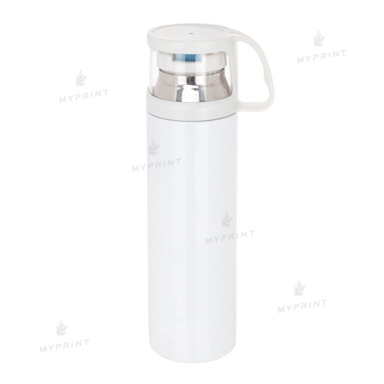 Thermos for sublimation metal (steel 201) white with a cup (500 ml) (7270)  Thermos for sublimation metal (steel 201) white with a cup (500 ml) (7270)