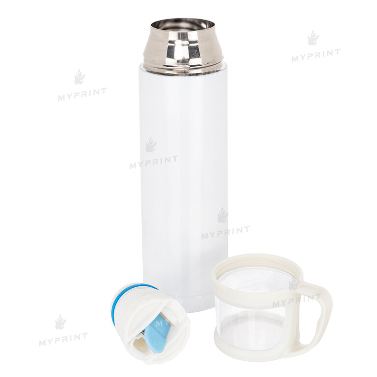 Thermos for sublimation metal (steel 201) white with a cup (500 ml) (7270)  Thermos for sublimation metal (steel 201) white with a cup (500 ml) (7270)