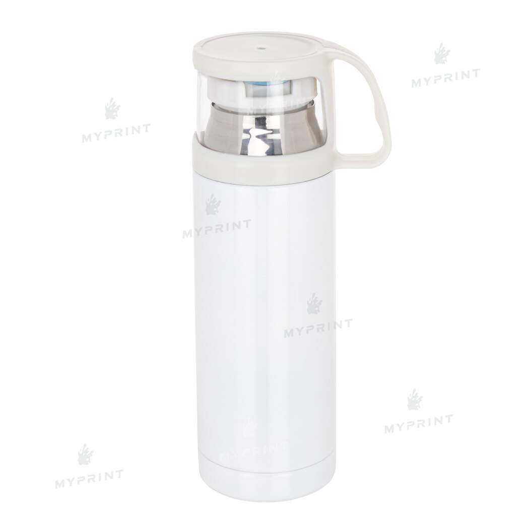 Thermos for sublimation metal (steel 201) white with a cup (350 ml) (8372) - фото 1 Thermos for sublimation metal (steel 201) white with a cup (350 ml) (8372) - фото 1 - Blanks for sublimation