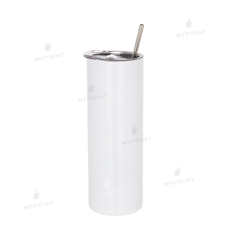 Thermal cup for sublimation metal (steel 304) "Tumbler" white with a metal tube (590 ml) (8367)  Thermal cup for sublimation metal (steel 304) "Tumbler" white with a metal tube (590 ml) (8367)