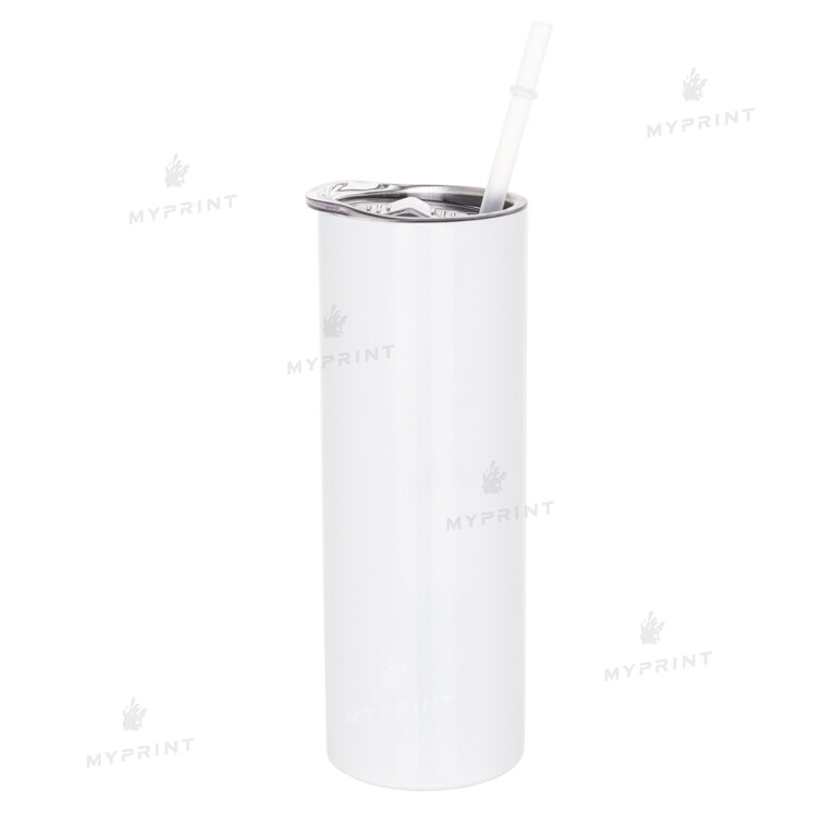 Thermal cup for sublimation metal (steel 304) "Tumbler" white with a metal tube (590 ml) (8367)  Thermal cup for sublimation metal (steel 304) "Tumbler" white with a metal tube (590 ml) (8367)