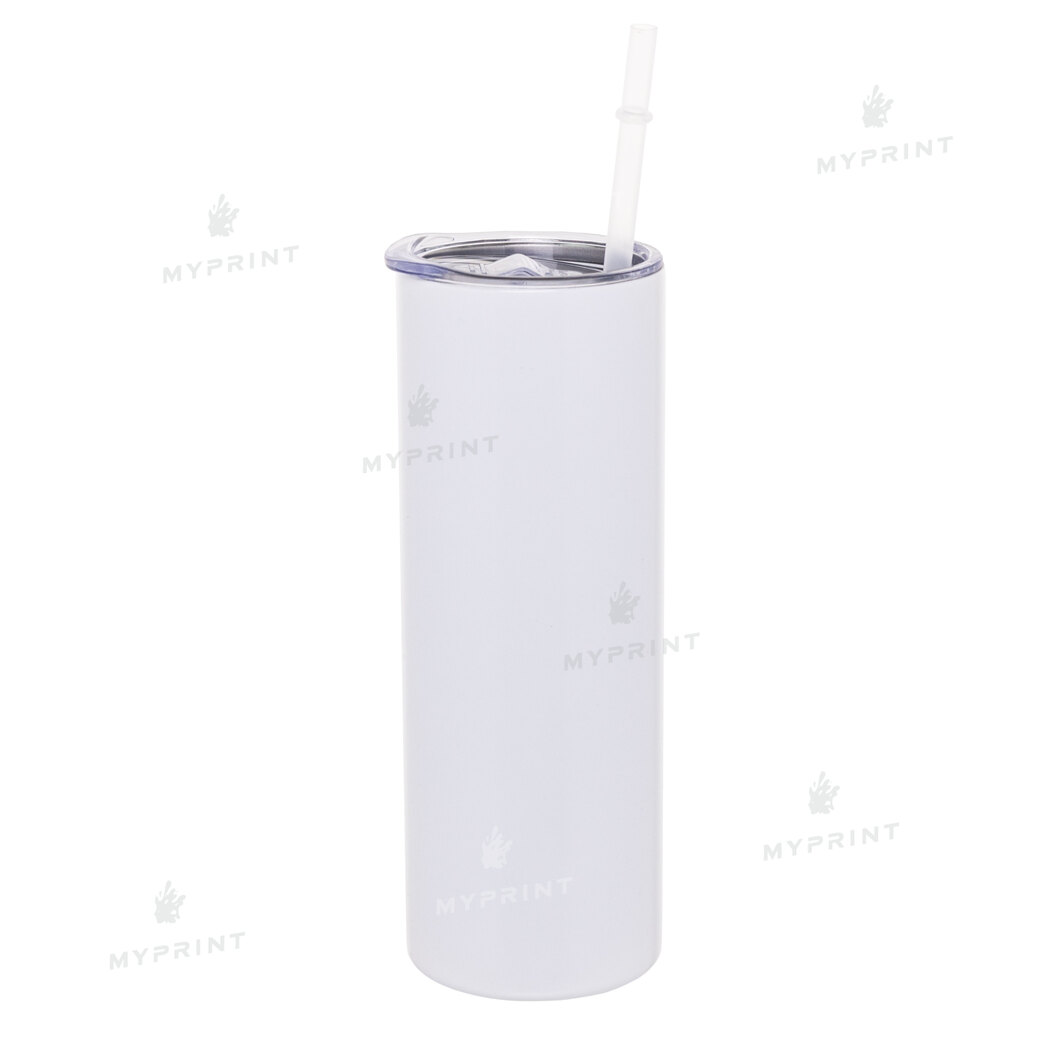 Thermocup for sublimation metal (steel 304) "Tumbler" white fluorescent with a metal tube (590 ml) (8368) - фото 2 Thermocup for sublimation metal (steel 304) "Tumbler" white fluorescent with a metal tube (590 ml) (8368) - фото 2 - Blanks for sublimation