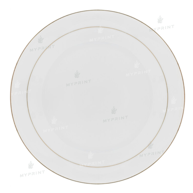 The plate for sublimation is white with a gold rim d = 20 cm (6320)  The plate for sublimation is white with a gold rim d = 20 cm (6320)