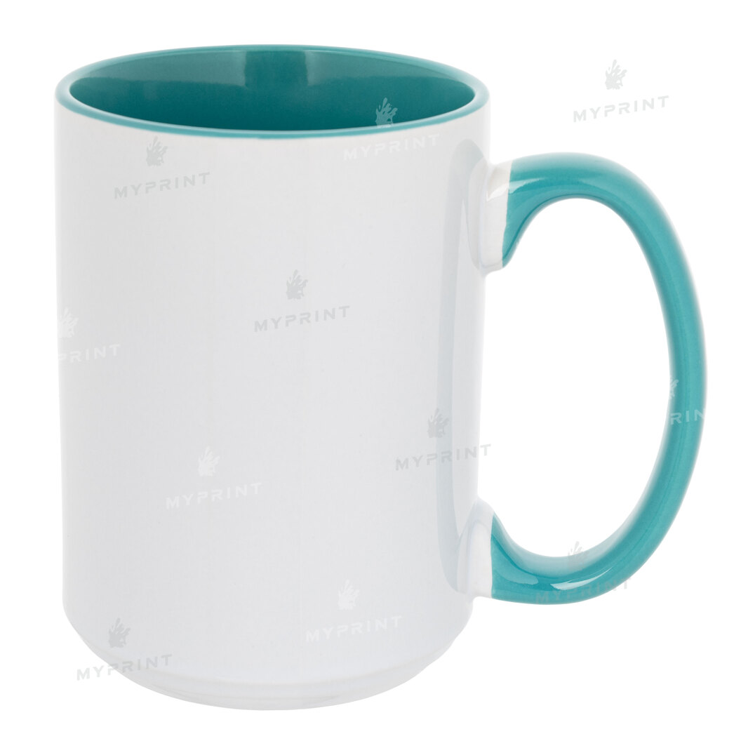 Кружка для сублимации цветная внутри с цветной ручкой бирюзовая 15 Oz (425 мл) (10159) - фото 1 Кружка для сублимации цветная внутри с цветной ручкой бирюзовая 15 Oz (425 мл) (10159) - фото 1 - Заготовки для сублимации