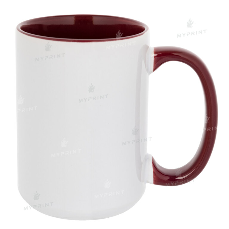 Sublimation cup colored inside with colored handle maroon 15 Oz (425 ml) (10160)  Sublimation cup colored inside with colored handle maroon 15 Oz (425 ml) (10160)